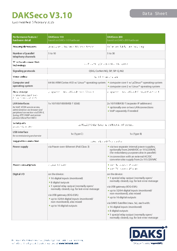 Data Sheet DAKSeco V3.10